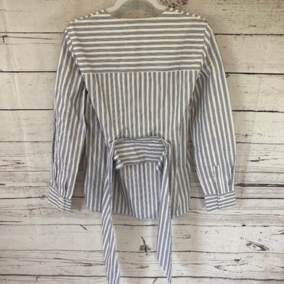 Tibi Liam Striped tie front button down blouse - Picture 9 of 13